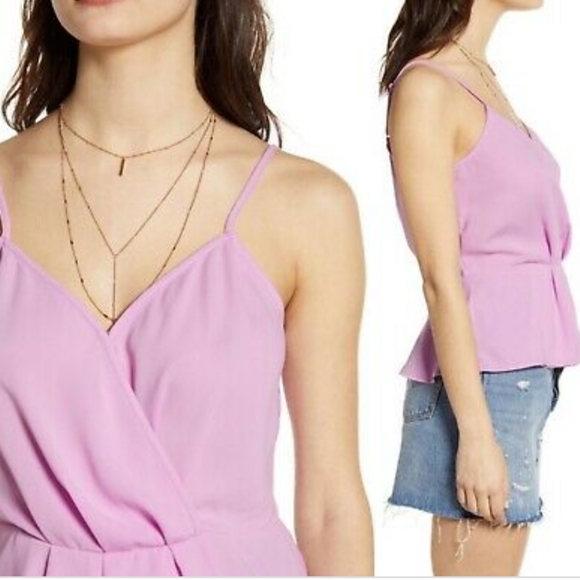 NWT Leith Faux Wrap Lilac Cami with Peplum - Picture 2 of 5